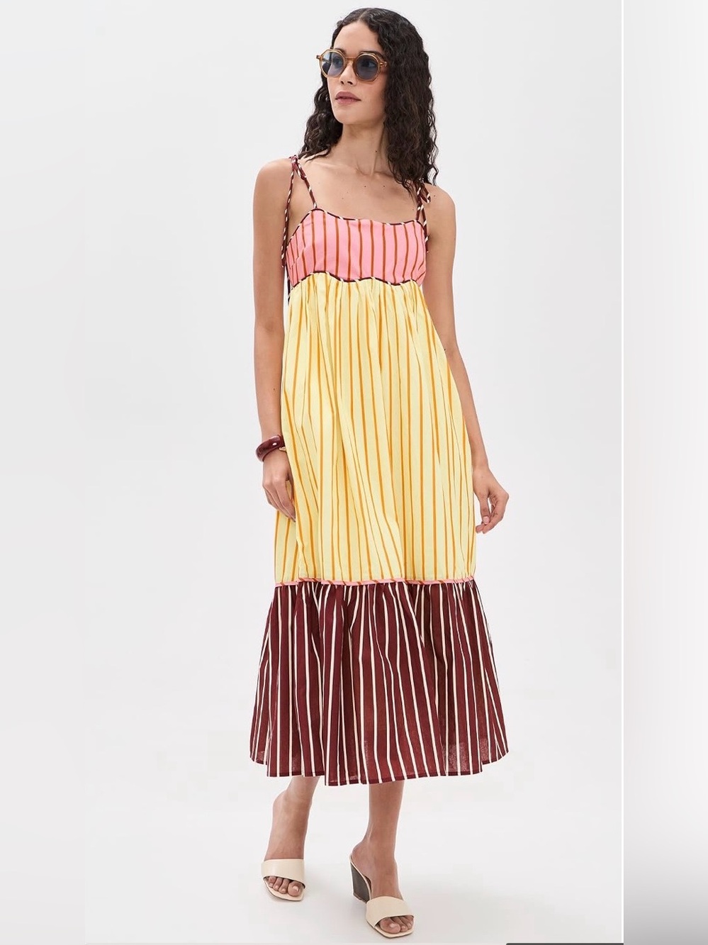 NEW 🆕 English Factory Multi-Stripe Tiered Maxi Dress, size Medium
